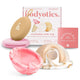 Bodyotics reusable menstrual discs in pink and beige with carry pouches and user manual for up to 12 hours leak-free period protection