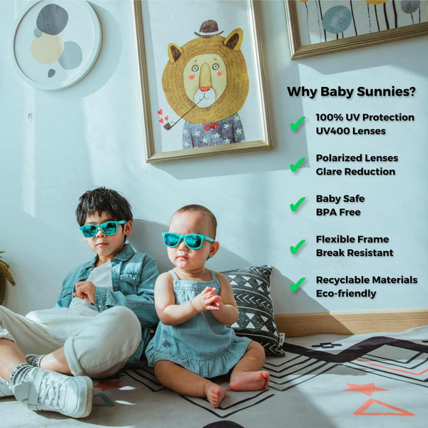Black flexible polarized toddler sunglasses with strap, UV protection, BPA-free, eco-friendly design.