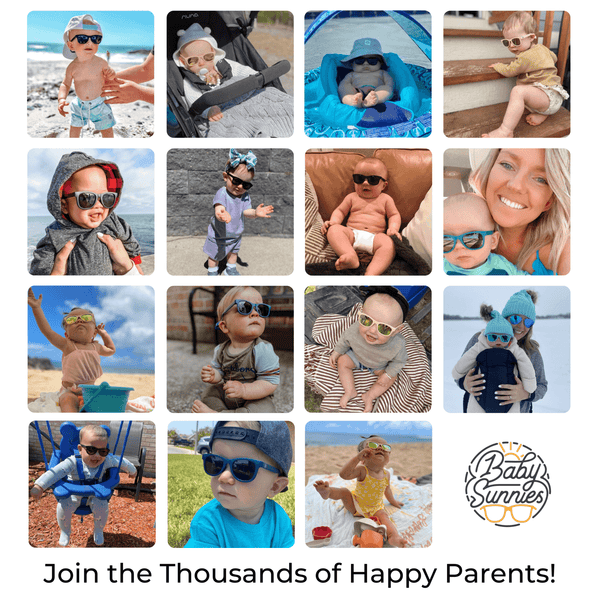 Sky blue polarized baby sunglasses for newborns with adjustable strap, ultra-protective UV400 lenses.