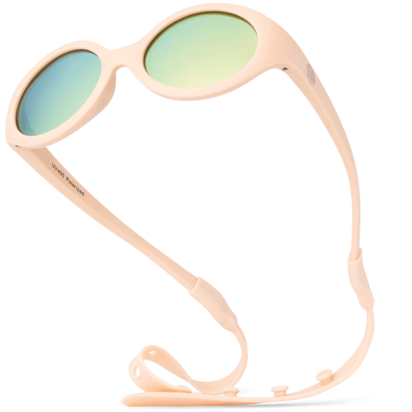 Peach Flexible Polarized Baby Sunglasses With Strap 0-24 Months - Oval showcased on a white background.