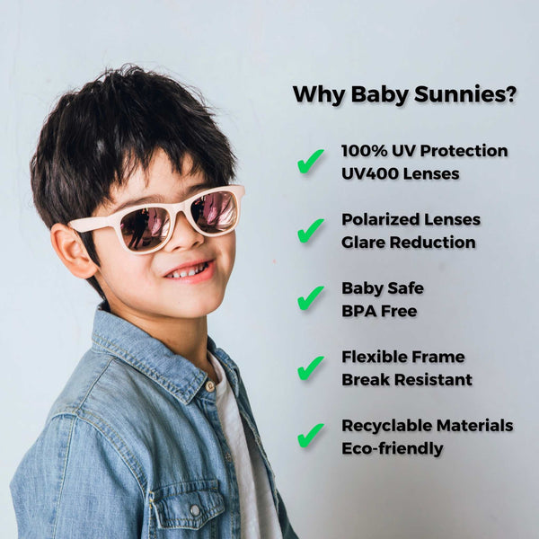 Peach flexible polarized kids sunglasses for ages 3-8 with UV400 protection and eco-friendly materials.