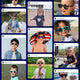 Kids posing with sunglasses in outdoor settings, showcasing different models of polarized and UV-protective eyewear for toddlers.