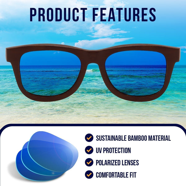 Bamboo polarized kids sunglasses for ages 3-8, offering UV protection and comfort.